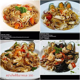 Menu' spaghetti and seafood